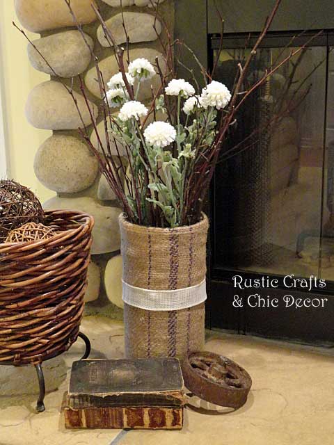 vintage grain sack vase by rustic-crafts.com