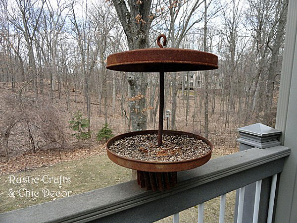salvaged metal bird feeder by rustic-crafts.com
