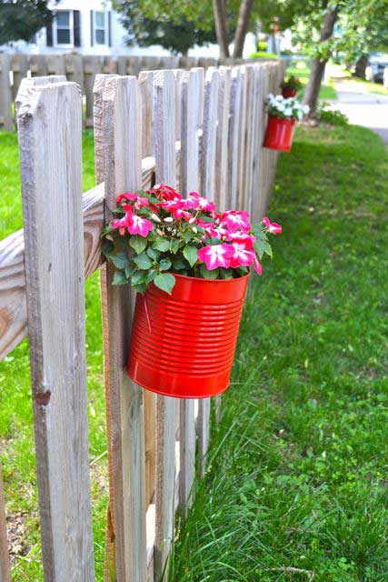 upcycled can flower pots