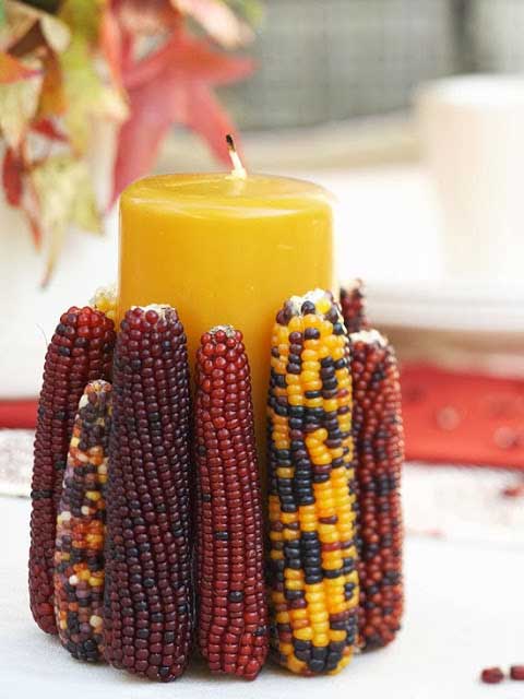 Indian Corn candle holder