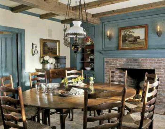 rustic blue dining room