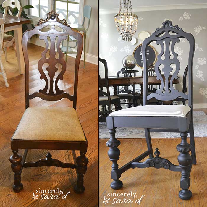 chair makeover with paint and fabric
