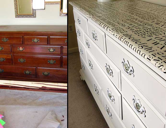 how to update old furniture with paper