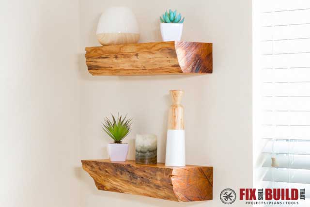 diy floating shelves made from firewood