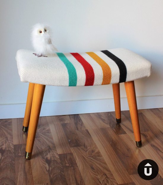 diy sweater upholstered stool