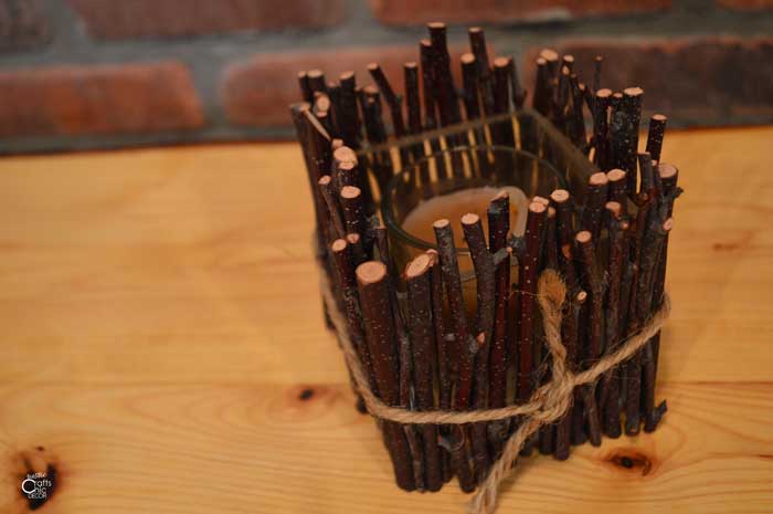 diy birch twig candle holer