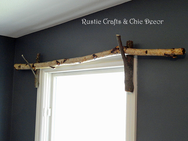 diy rustic branch curtain rod