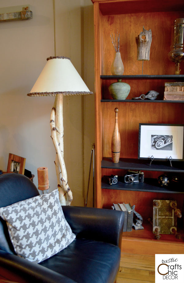 diy rustic birch floor lamp