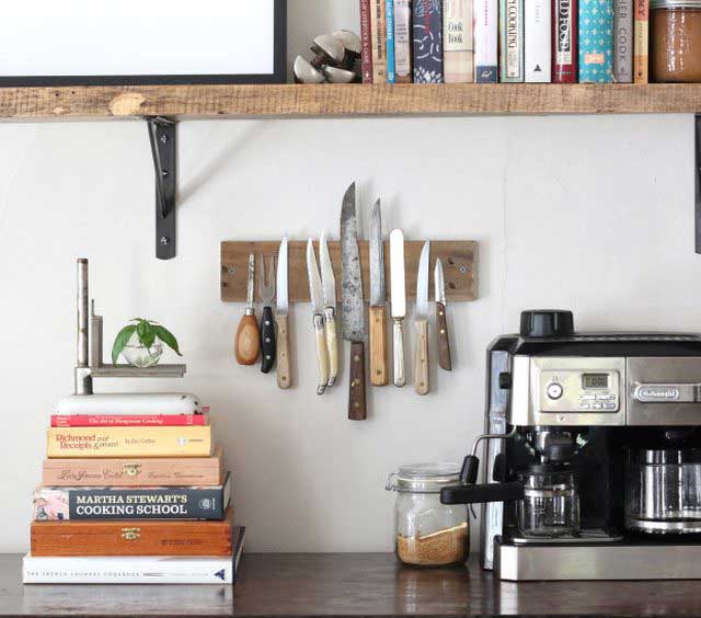 diy rustic magnetic knife rack