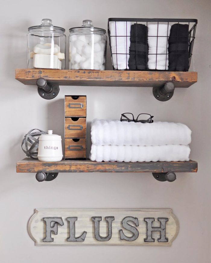 diy rustic plumbers pipe shelves