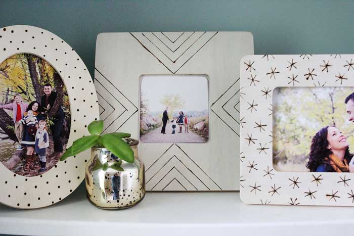 diy woodburned picture frames