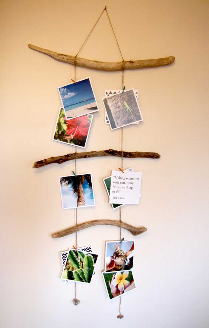 diy driftwood picture hanger