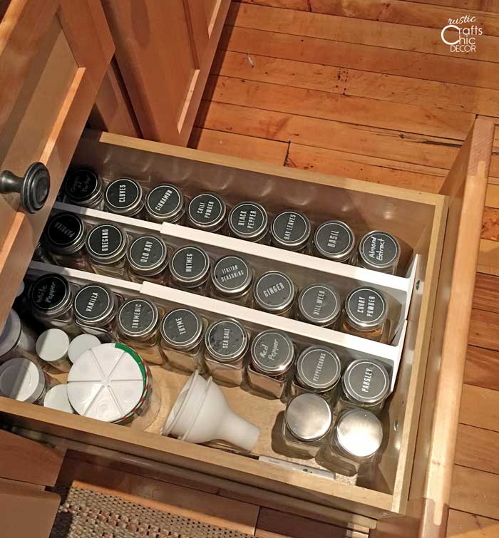 Spice Drawer Organization with Mini Jelly Jars - The Borrowed AbodeThe  Borrowed Abode