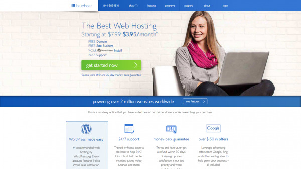 bluehost hosting for starting a blog