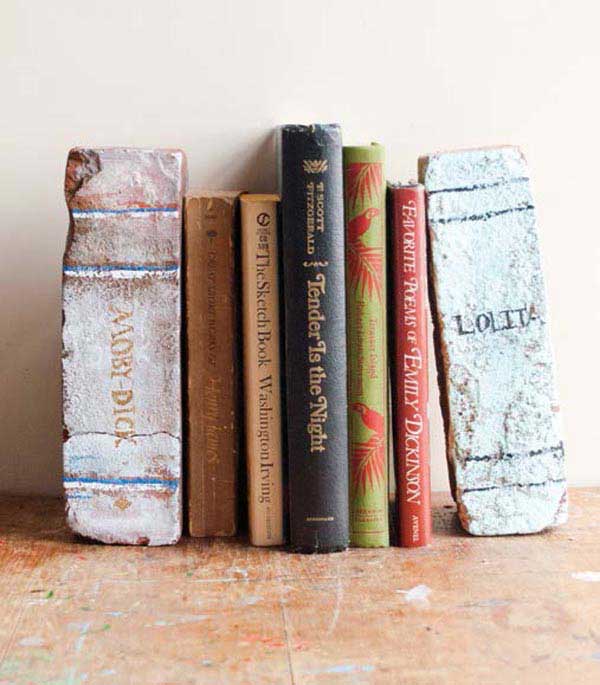 diy brick book bookends