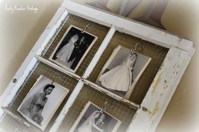 old window chicken wire photo frame