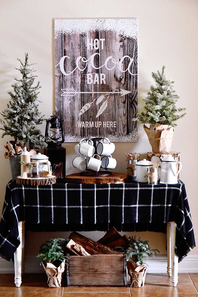 hot cocoa bar for winter home decor