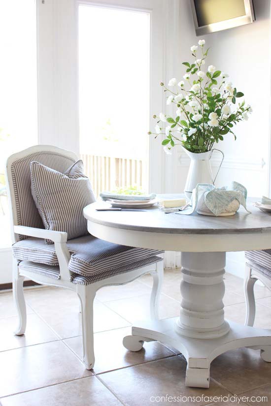 kitchen table makeover with weathered finish