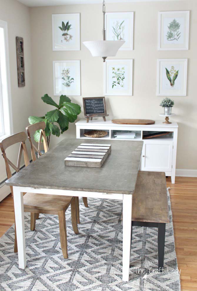 kitchen table makeover with concrete