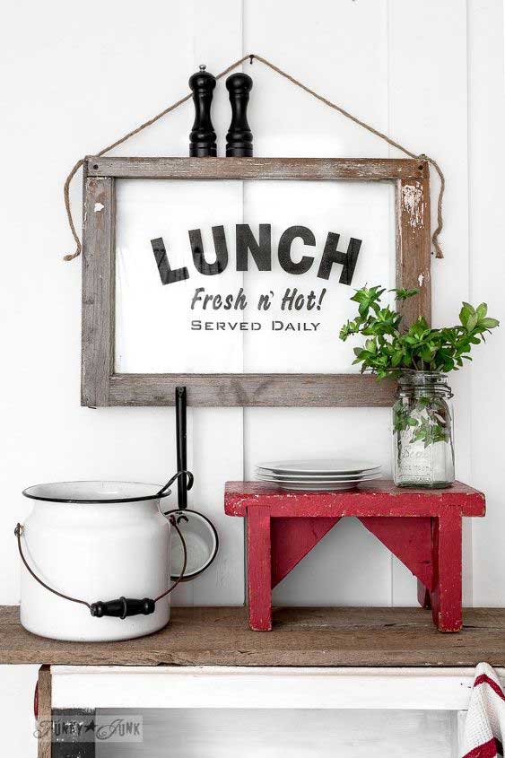 lunch sign from an old window