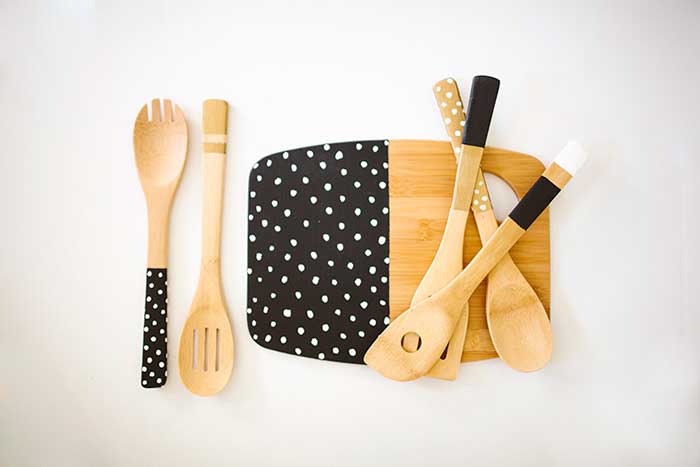 neutral painted kitchen utensils