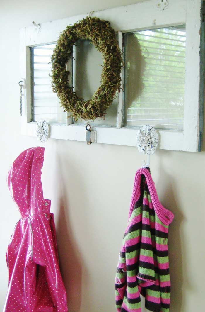 old window coat rack