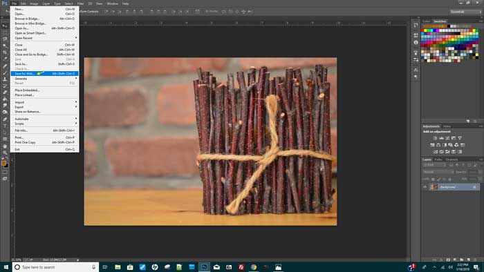 how to save for web on photoshop