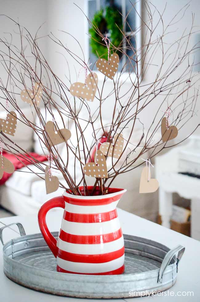 rustic valentine branch decor