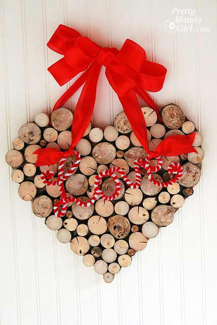 Rustic Hanging Heart Valentine Galentine Hearts Rustic Decor Heart  Decoration Present Tags Wooden Log Heart Decoration -  UK