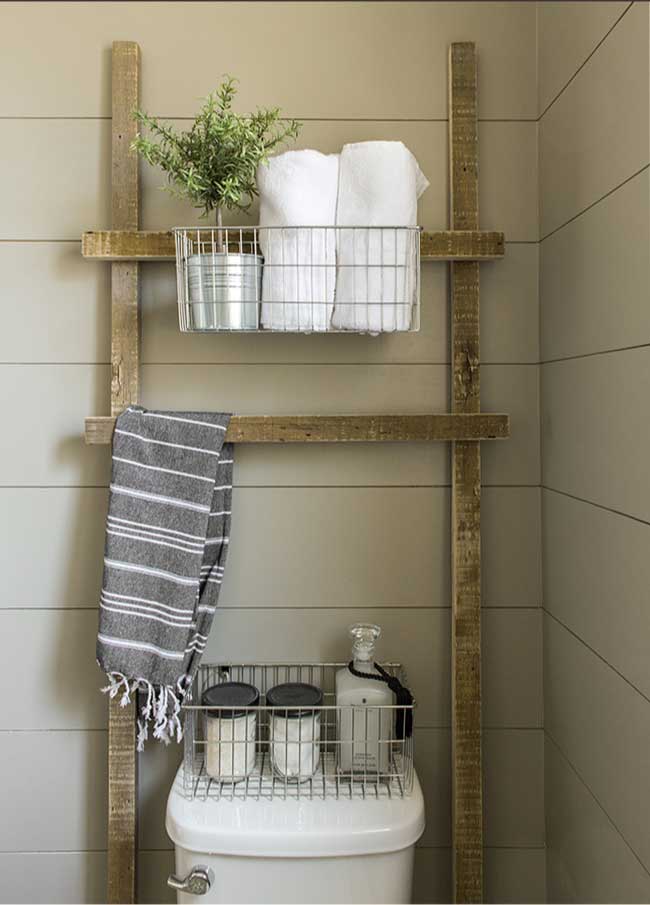 diy rustic wood storage ladder