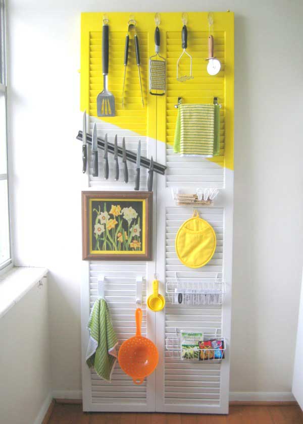 old shutter kitchen organizer