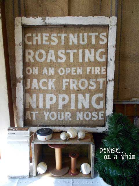 window burlap sign