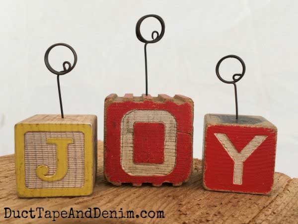 wooden block photo holder