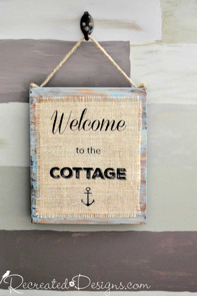 burlap print sign diy