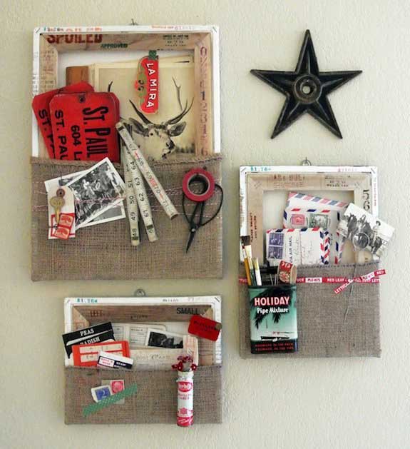 diy burlap wall pockets