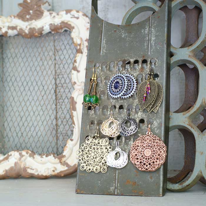 cheese grater diy jewelry holder