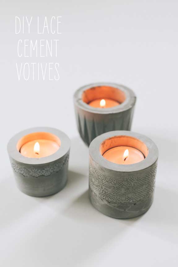 rustic concrete candle holder