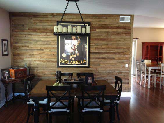 dining area pallet wall