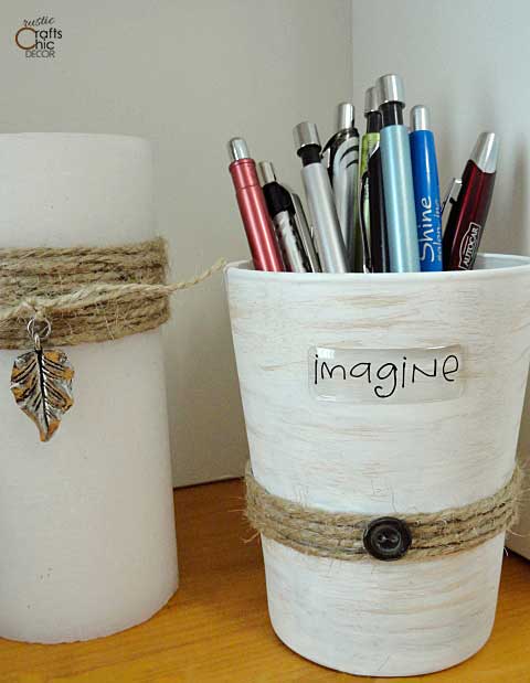 Diy Pencil Holder Acrylic Paint On Glass Rustic Crafts Chic Decor