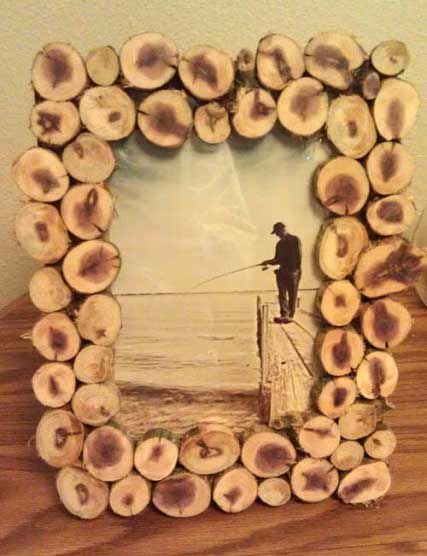 rustic wood slice picture frame