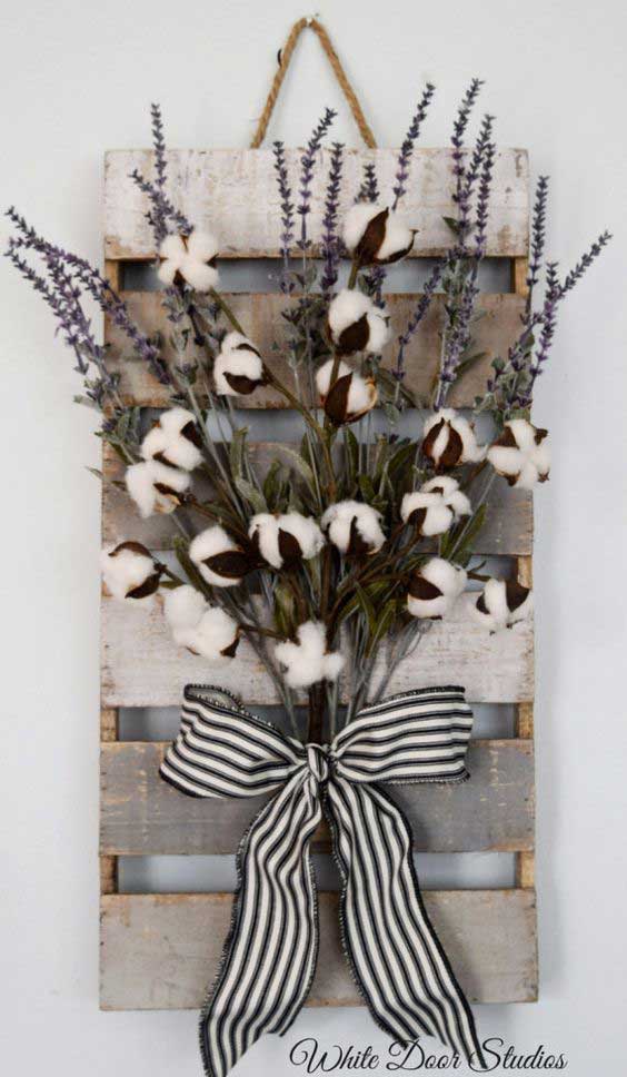 farmhouse cotton stem display