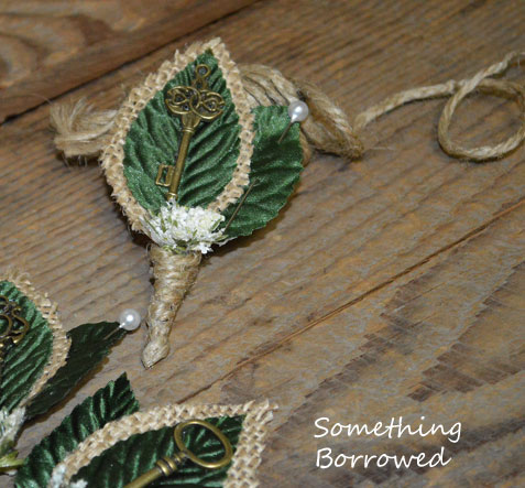 vintage key and burlap diy boutonniere