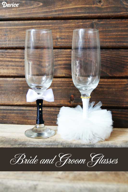 diy bride and groom glasses