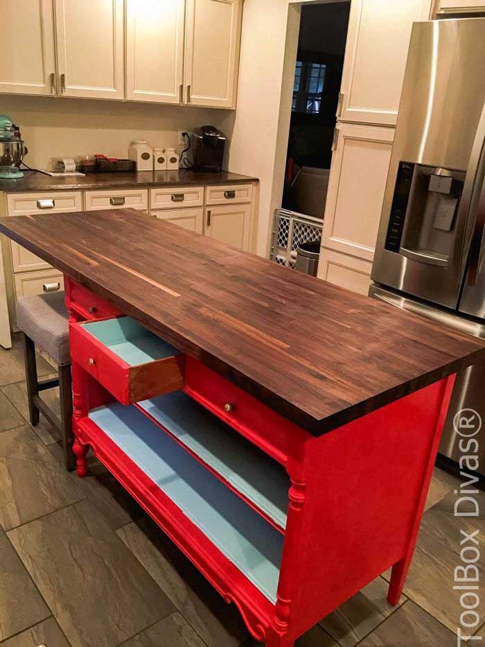 diy kitchen island from a dresser