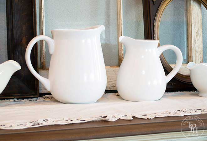 white farmhouse style pitchers