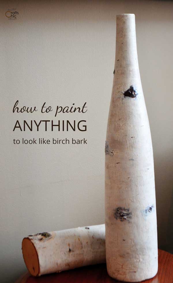 painted vase to look like birch bark