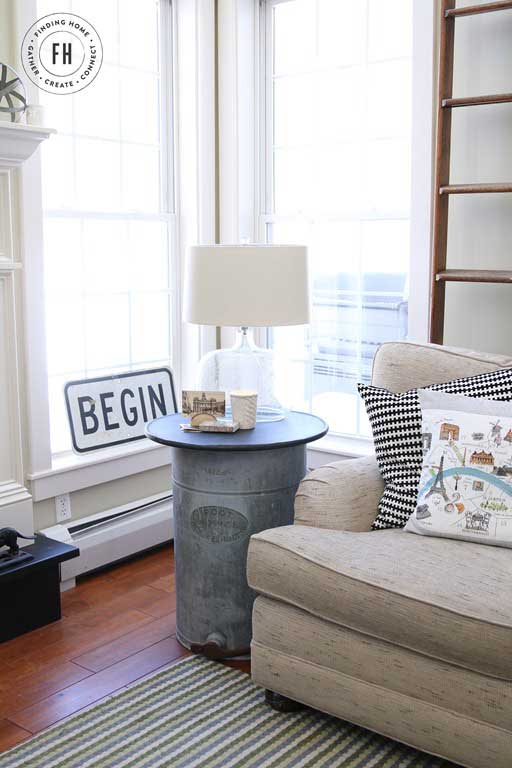 repurposed galvanized side table