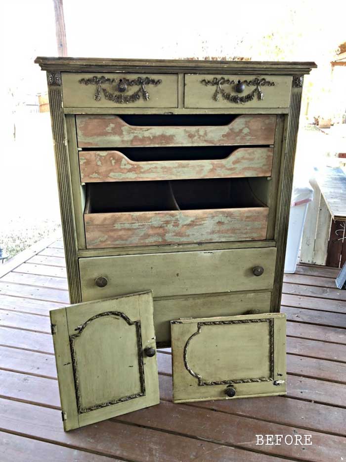 rustic dresser before