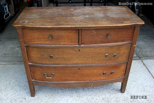 yellow dresser makeover before