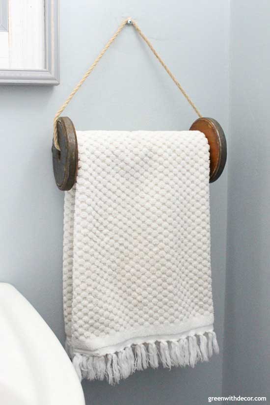 antique spool towel holder idea